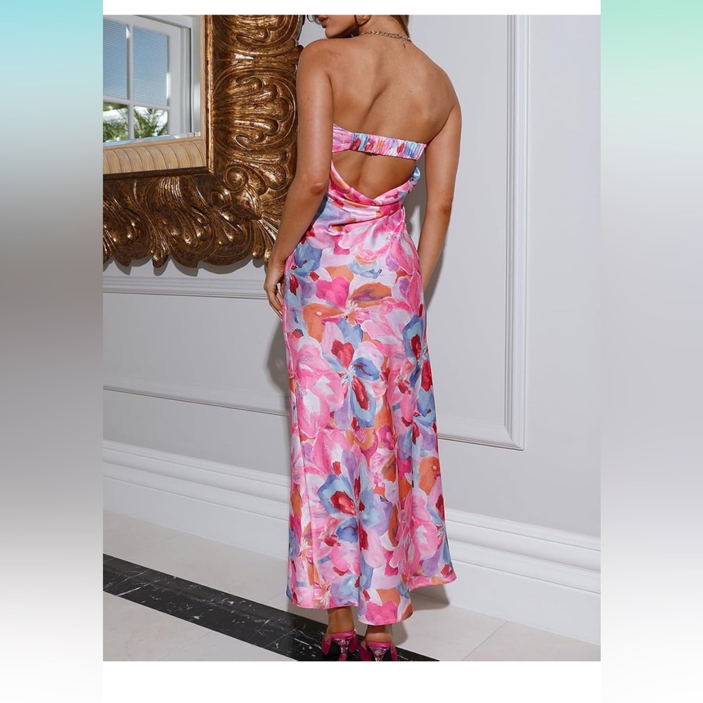 Amazon Pink Halter Sundress for Wedding Guest